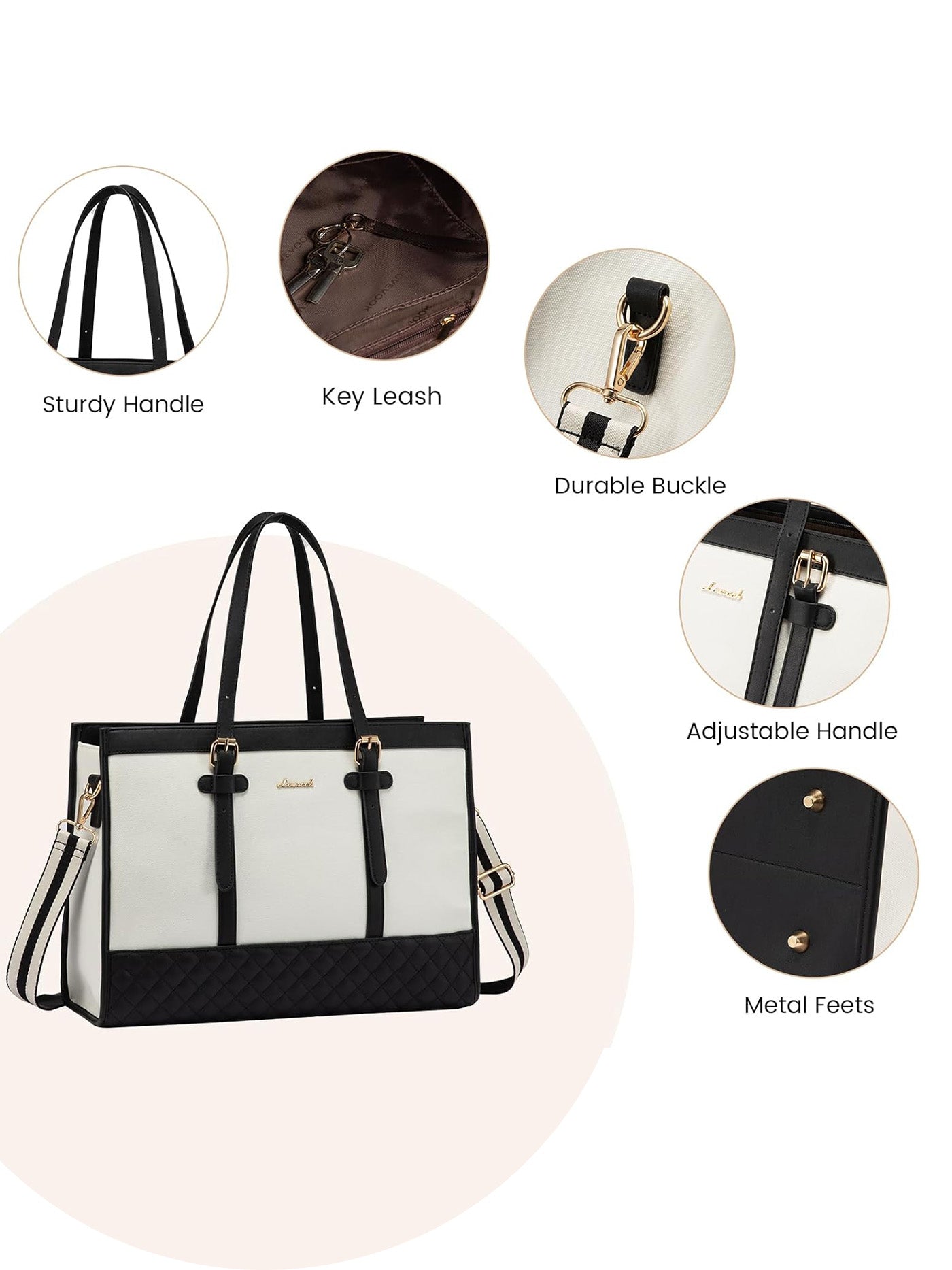 2Pcs Canvas Laptop Tote Bag, 15.6"