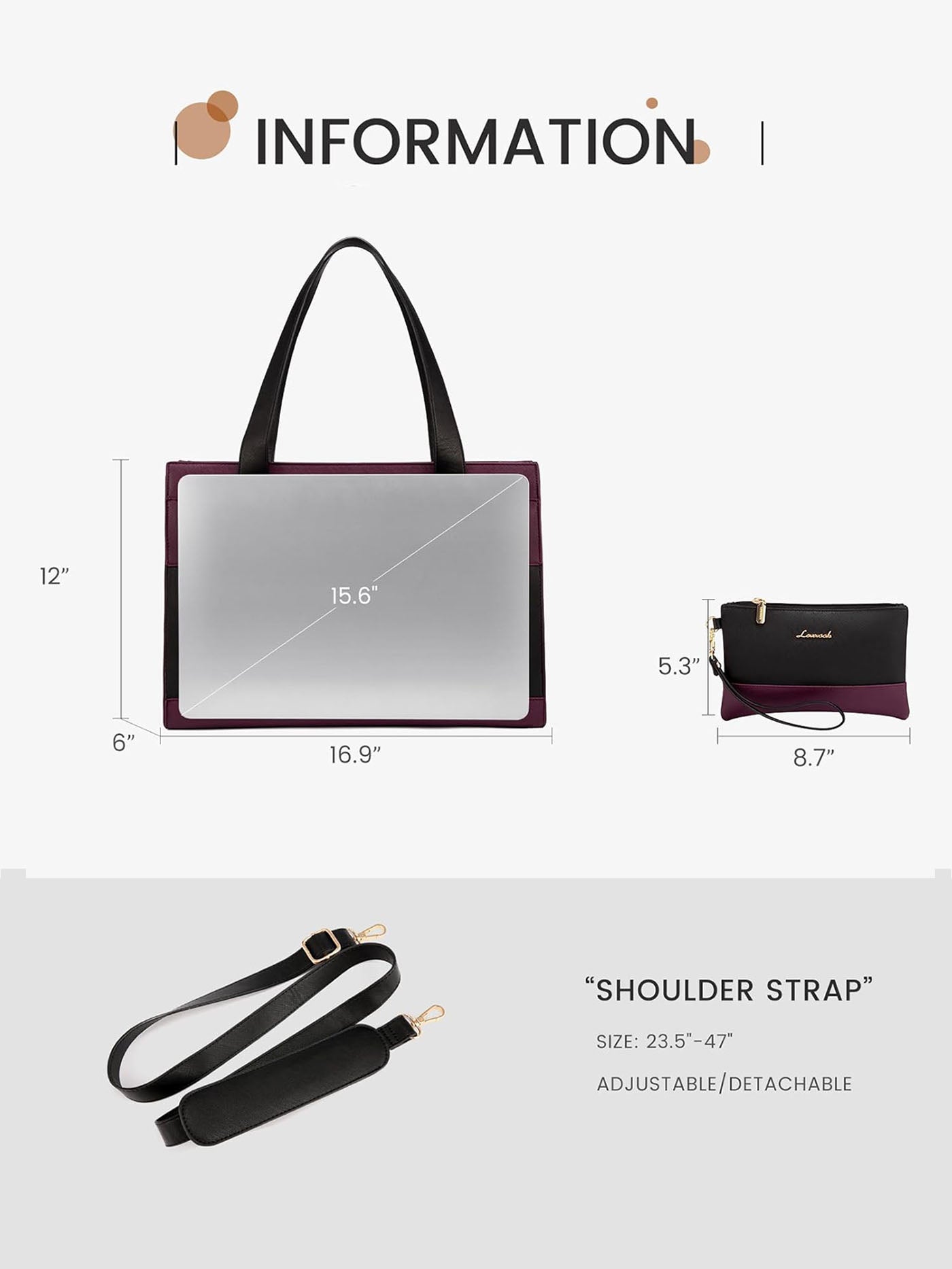 2Pcs Aphrodite Tote Bag, 15.6"