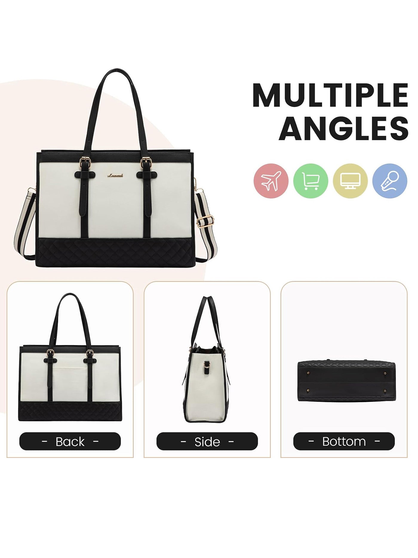 2Pcs Canvas Laptop Tote Bag, 15.6"