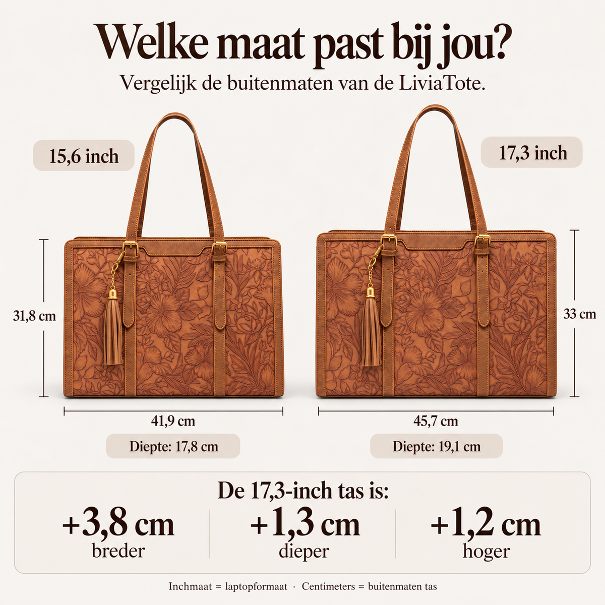 LiviaTote | Elegante laptoptas met bijpassend etui 15.6" 17.3"