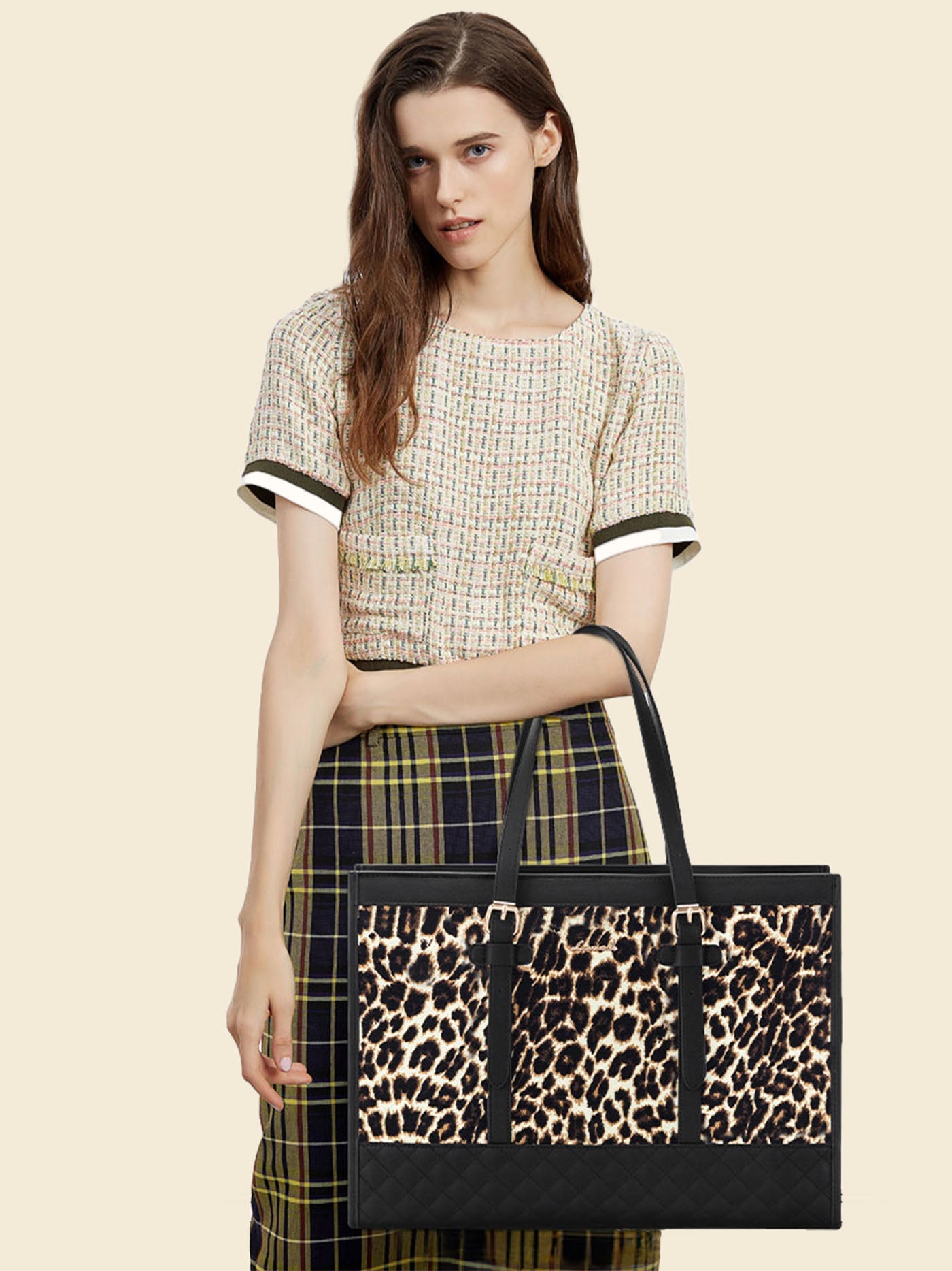 2Pcs Canvas Laptop Tote Bag, 15.6"