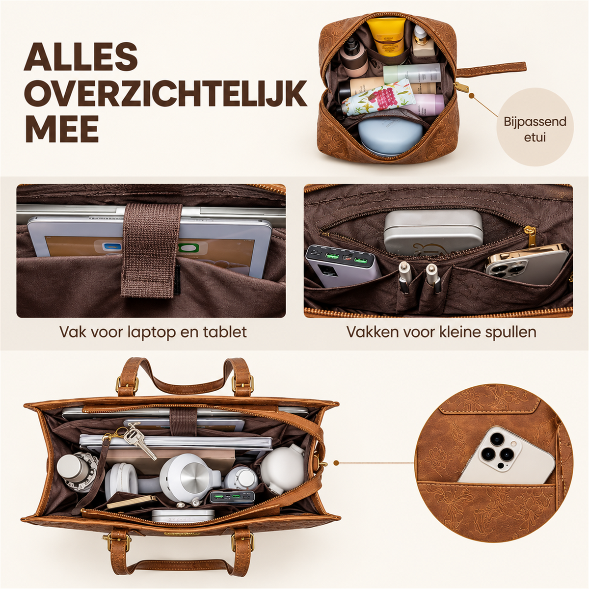 LiviaTote | Elegante laptoptas met bijpassend etui 15.6" 17.3"