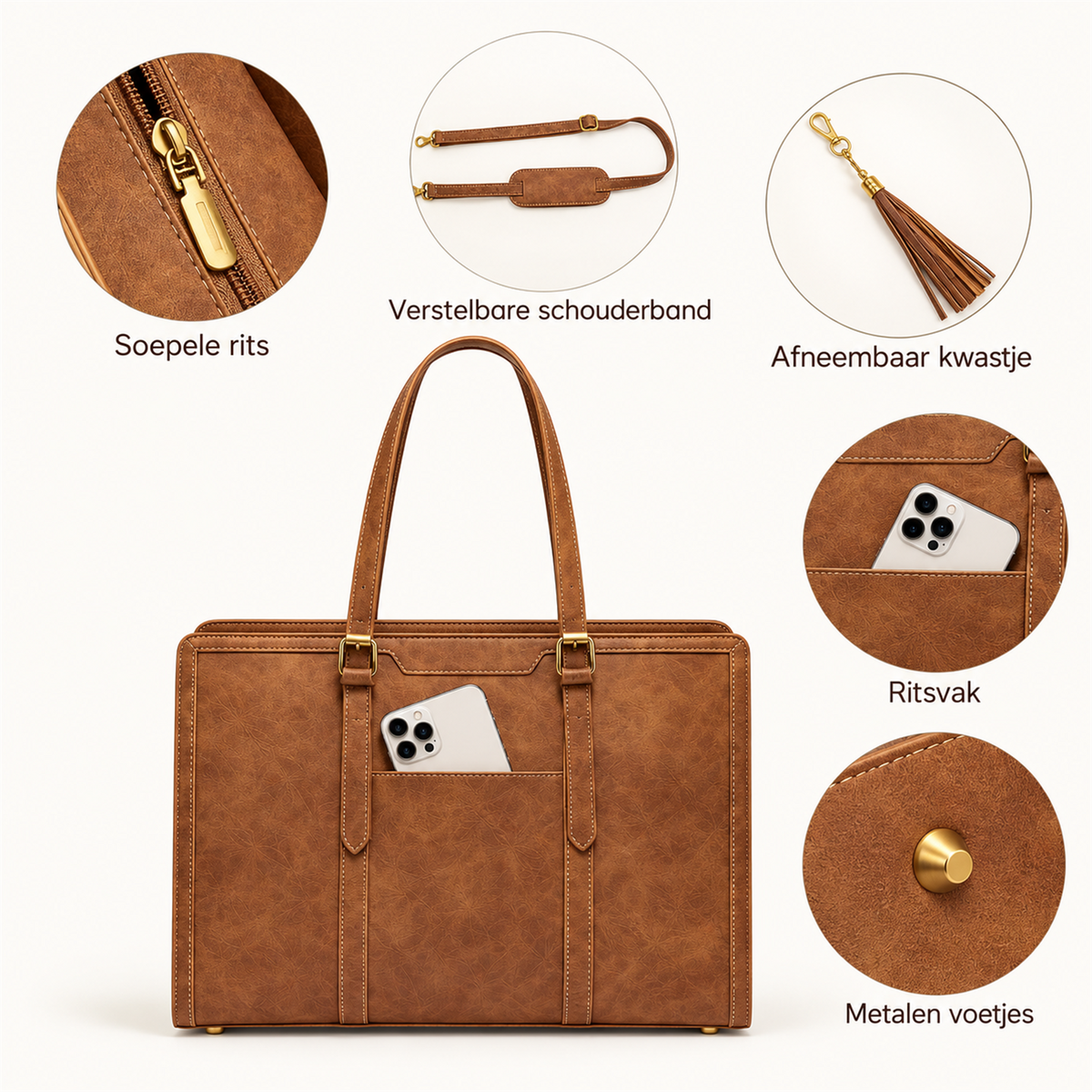 LiviaTote | Elegante laptoptas met bijpassend etui 15.6" 17.3"