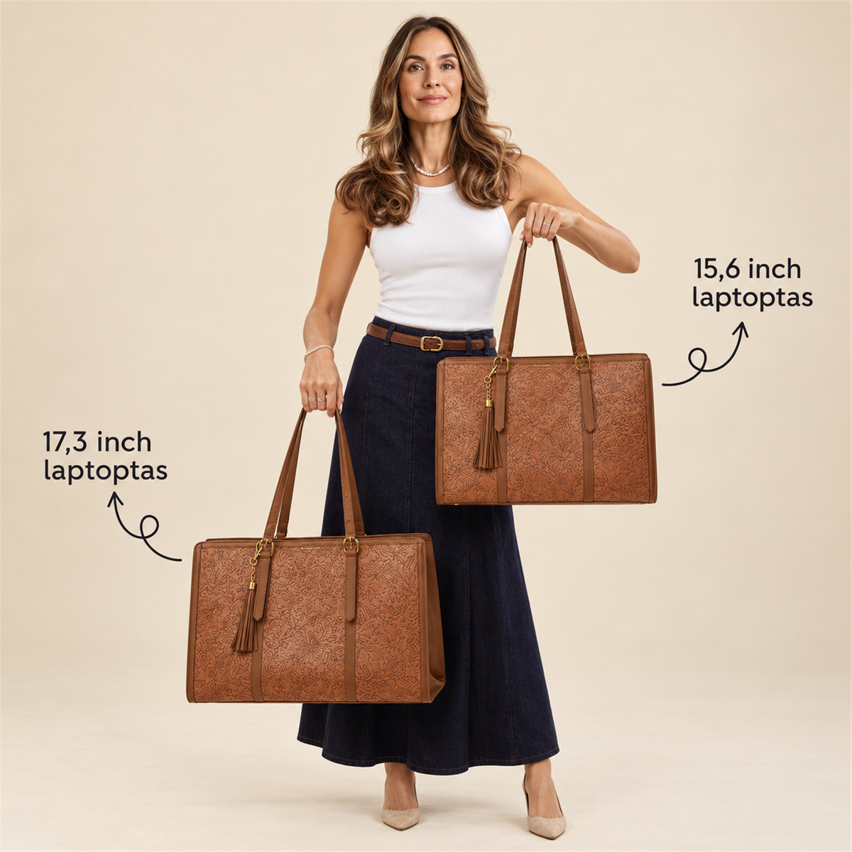 LiviaTote | Elegante laptoptas met bijpassend etui 15.6" 17.3"